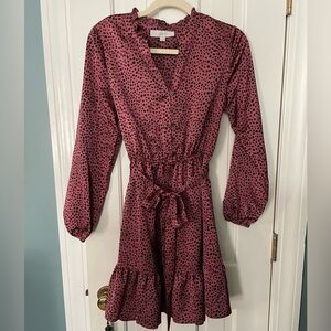 LOFT Mauve/Rose dress in leopard print mid length
